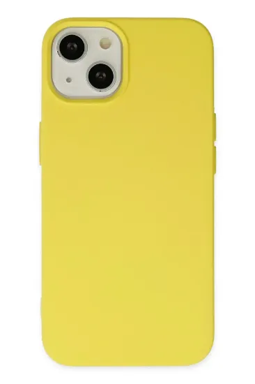 Newface iPhone 14 Plus Kılıf Nano içi Kadife Silikon - Sarı resmi