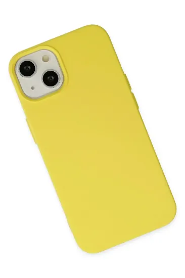 Newface iPhone 14 Plus Kılıf Nano içi Kadife Silikon - Sarı resmi