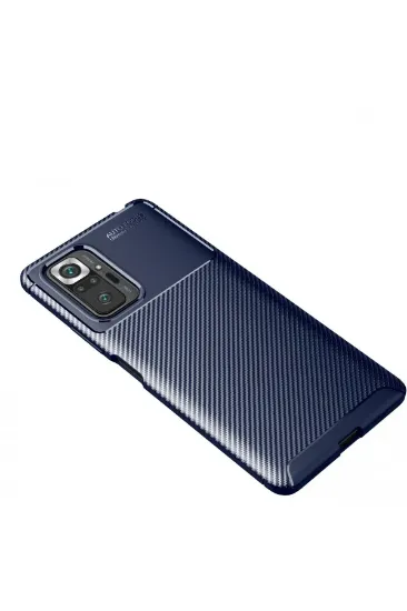 Newface Xiaomi Redmi Note 10 Pro Kılıf Auto Focus Karbon Kapak - Lacivert resmi