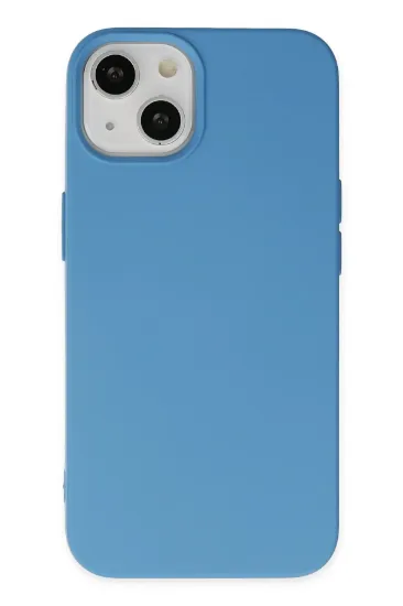 Newface iPhone 14 Plus Kılıf Nano içi Kadife Silikon - Mavi resmi