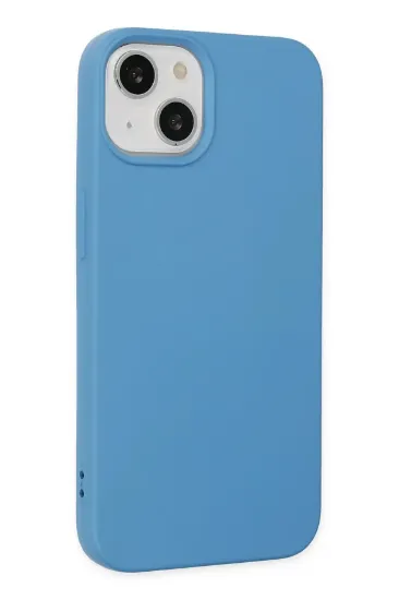 Newface iPhone 14 Plus Kılıf Nano içi Kadife Silikon - Mavi resmi