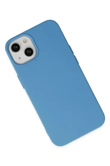 Newface iPhone 14 Plus Kılıf Nano içi Kadife Silikon - Mavi resmi