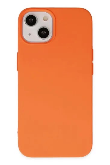 Newface iPhone 14 Plus Kılıf Nano içi Kadife Silikon - Turuncu resmi