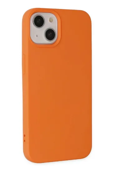 Newface iPhone 14 Plus Kılıf Nano içi Kadife Silikon - Turuncu resmi