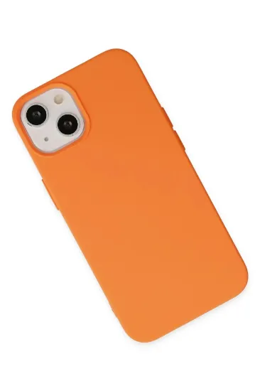Newface iPhone 14 Plus Kılıf Nano içi Kadife Silikon - Turuncu resmi