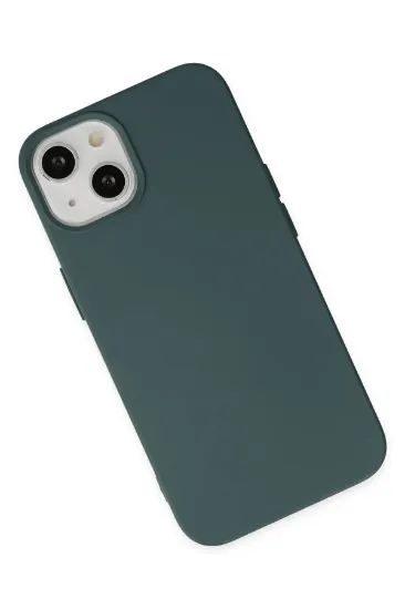 Newface iPhone 14 Plus Kılıf Nano içi Kadife Silikon - Koyu Yeşil resmi