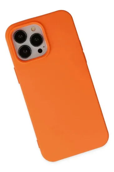 Newface iPhone 14 Pro Kılıf Nano içi Kadife Silikon - Turuncu resmi