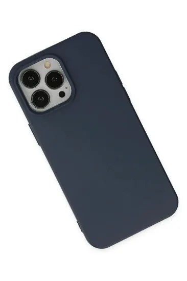 Newface iPhone 14 Pro Kılıf Nano içi Kadife Silikon - Lacivert resmi
