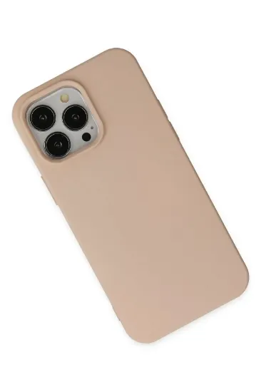 Newface iPhone 14 Pro Kılıf Nano içi Kadife Silikon - Pudra resmi