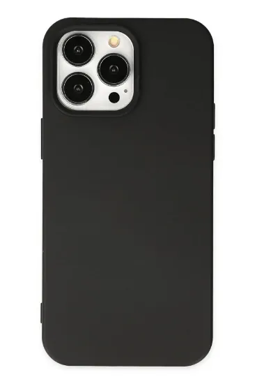 Newface iPhone 14 Pro Max Kılıf Nano içi Kadife Silikon - Siyah resmi
