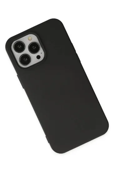Newface iPhone 14 Pro Max Kılıf Nano içi Kadife Silikon - Siyah resmi