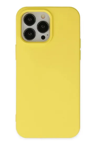 Newface iPhone 14 Pro Max Kılıf Nano içi Kadife Silikon - Sarı resmi