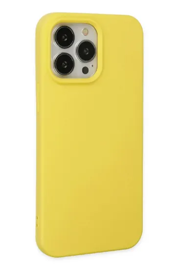 Newface iPhone 14 Pro Max Kılıf Nano içi Kadife Silikon - Sarı resmi