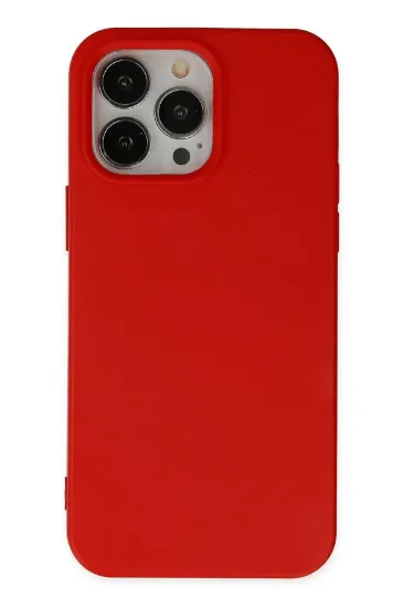 Newface iPhone 14 Pro Max Kılıf Nano içi Kadife Silikon - Kırmızı resmi
