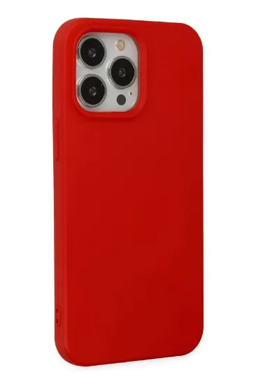 Newface iPhone 14 Pro Max Kılıf Nano içi Kadife Silikon - Kırmızı resmi