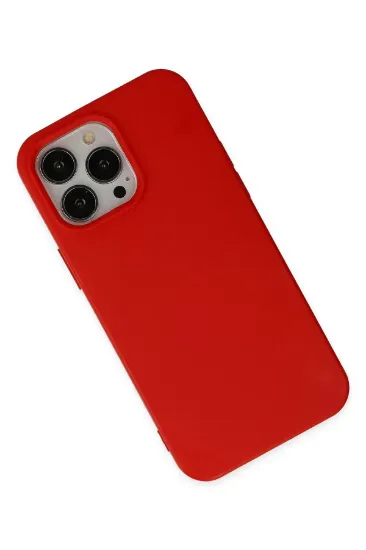 Newface iPhone 14 Pro Max Kılıf Nano içi Kadife Silikon - Kırmızı resmi
