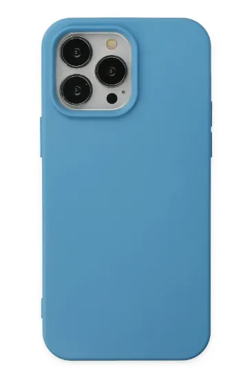 Newface iPhone 14 Pro Max Kılıf Nano içi Kadife Silikon - Mavi resmi