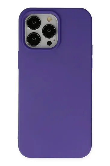Newface iPhone 14 Pro Max Kılıf Nano içi Kadife Silikon - Mor resmi