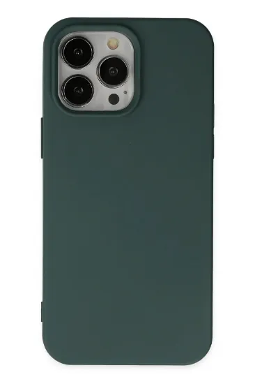 Newface iPhone 14 Pro Max Kılıf Nano içi Kadife Silikon - Koyu Yeşil resmi