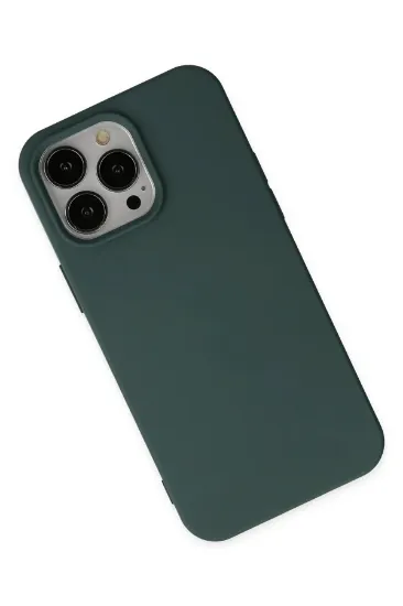 Newface iPhone 14 Pro Max Kılıf Nano içi Kadife Silikon - Koyu Yeşil resmi