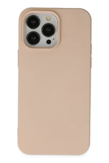 Newface iPhone 14 Pro Max Kılıf Nano içi Kadife Silikon - Pudra resmi