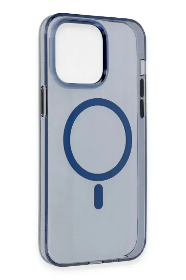 Newface iPhone 14 Pro Max Kılıf Tron Şeffaf Magsafe Kapak - Mavi resmi