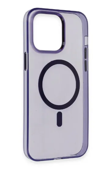 Newface iPhone 14 Pro Max Kılıf Tron Şeffaf Magsafe Kapak - Derin Mor resmi