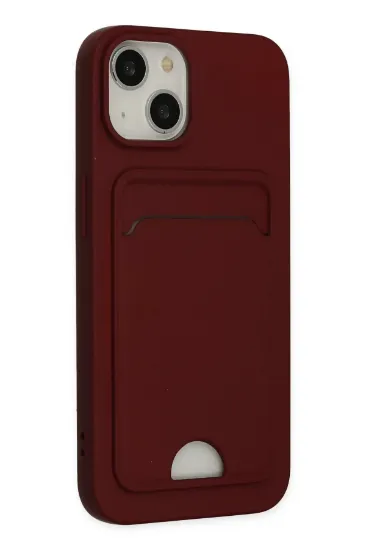 Newface iPhone 14 Plus Kılıf Kelvin Kartvizitli Silikon - Bordo resmi