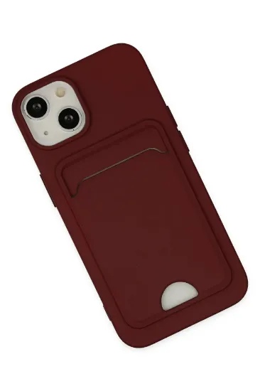Newface iPhone 14 Plus Kılıf Kelvin Kartvizitli Silikon - Bordo resmi