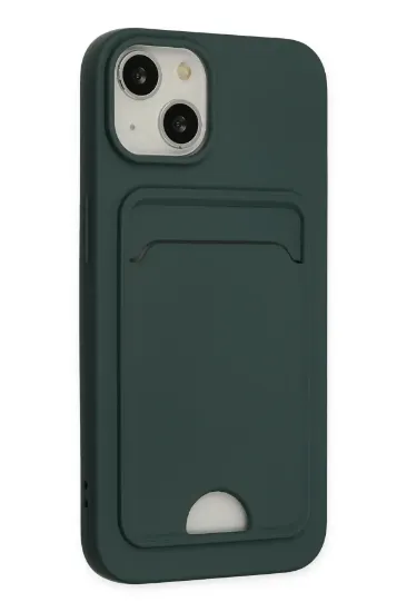 Newface iPhone 14 Plus Kılıf Kelvin Kartvizitli Silikon - Koyu Yeşil resmi