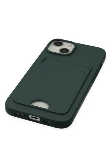 Newface iPhone 14 Plus Kılıf Kelvin Kartvizitli Silikon - Koyu Yeşil resmi