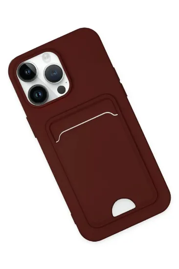 Newface iPhone 14 Pro Kılıf Kelvin Kartvizitli Silikon - Bordo resmi