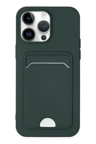 Newface iPhone 14 Pro Kılıf Kelvin Kartvizitli Silikon - Koyu Yeşil resmi