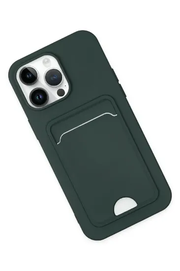 Newface iPhone 14 Pro Kılıf Kelvin Kartvizitli Silikon - Koyu Yeşil resmi
