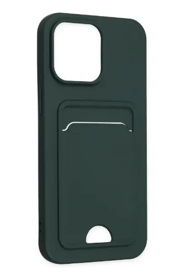 Newface iPhone 14 Pro Kılıf Kelvin Kartvizitli Silikon - Koyu Yeşil resmi
