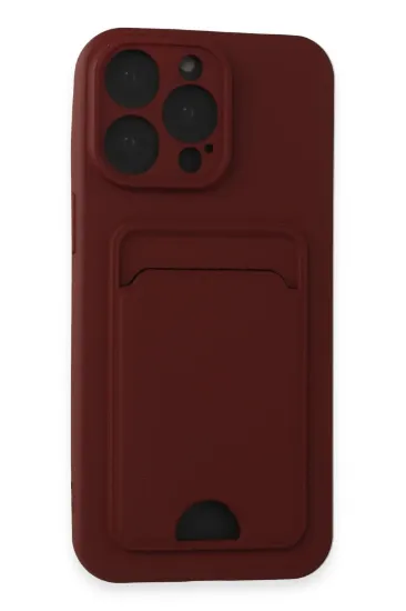 Newface iPhone 14 Pro Max Kılıf Kelvin Kartvizitli Silikon - Bordo resmi