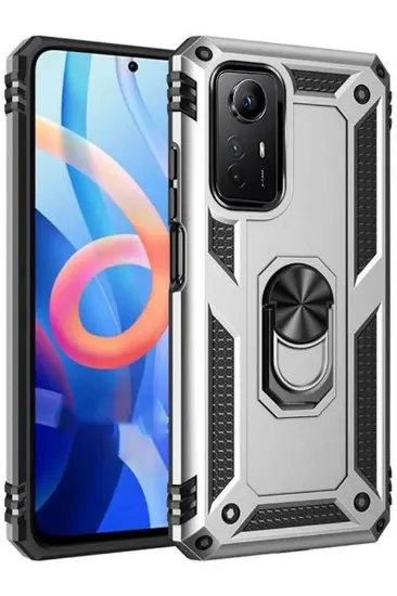 Newface Xiaomi Redmi Note 12S Kılıf Sofya Yüzüklü Silikon Kapak - Gümüş resmi