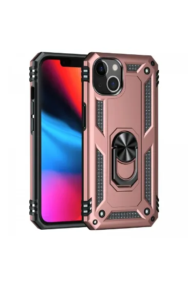 Newface iPhone 14 Plus Kılıf Sofya Yüzüklü Silikon Kapak - Rose resmi