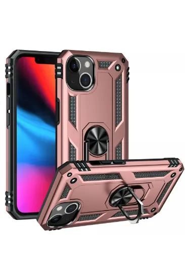 Newface iPhone 14 Plus Kılıf Sofya Yüzüklü Silikon Kapak - Rose resmi