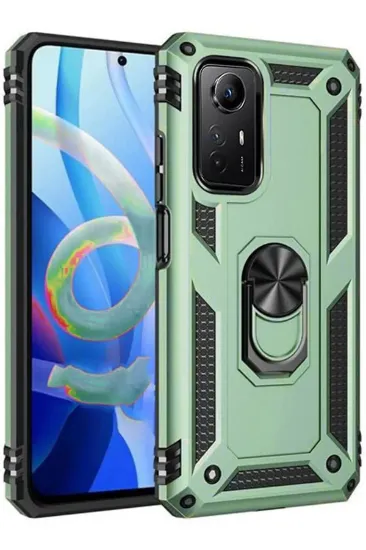Newface Xiaomi Redmi Note 12S Kılıf Sofya Yüzüklü Silikon Kapak - Yeşil resmi