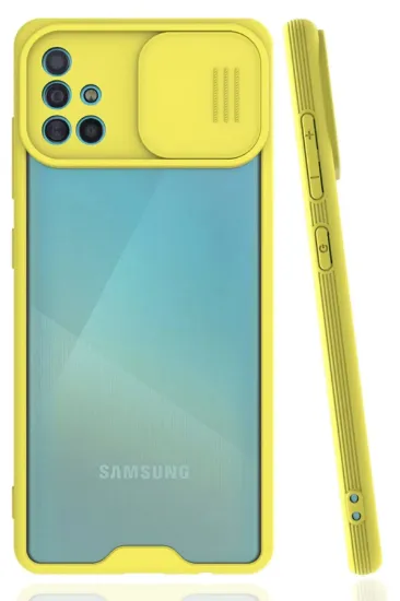 Newface Samsung Galaxy A51 Kılıf Platin Kamera Koruma Silikon - Sarı resmi