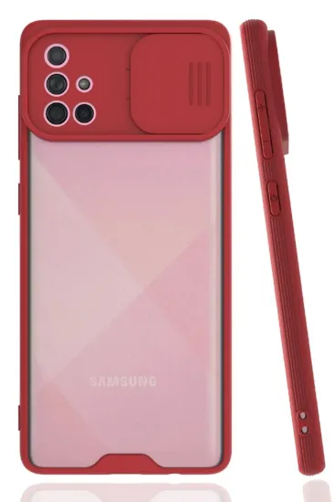 Newface Samsung Galaxy A71 Kılıf Platin Kamera Koruma Silikon - Kırmızı resmi