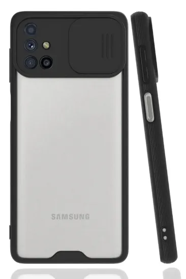 Newface Samsung Galaxy M31S Kılıf Platin Kamera Koruma Silikon - Siyah resmi