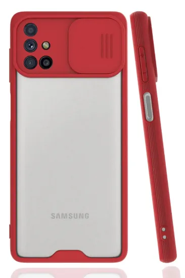 Newface Samsung Galaxy M51 Kılıf Platin Kamera Koruma Silikon - Kırmızı resmi