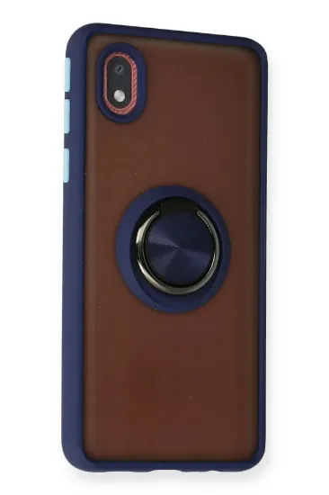 Newface Samsung Galaxy A01 Core Kılıf Montreal Yüzüklü Silikon Kapak - Lacivert resmi