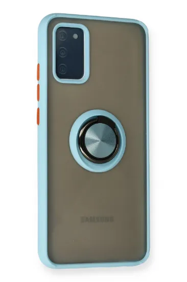 Newface Samsung Galaxy A02S Kılıf Montreal Yüzüklü Silikon Kapak - Buz Mavi resmi