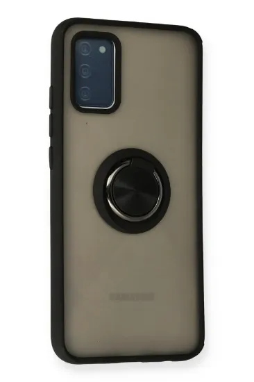 Newface Samsung Galaxy A02S Kılıf Montreal Yüzüklü Silikon Kapak - Siyah resmi