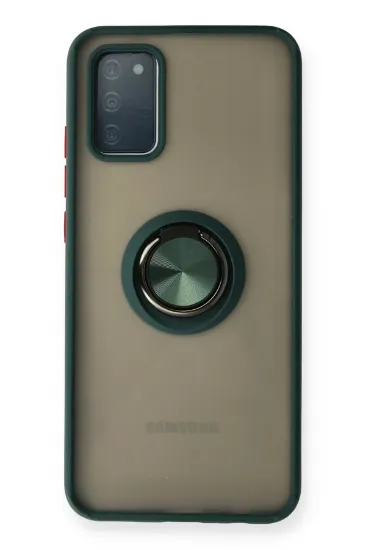 Newface Samsung Galaxy A02S Kılıf Montreal Yüzüklü Silikon Kapak - Yeşil resmi