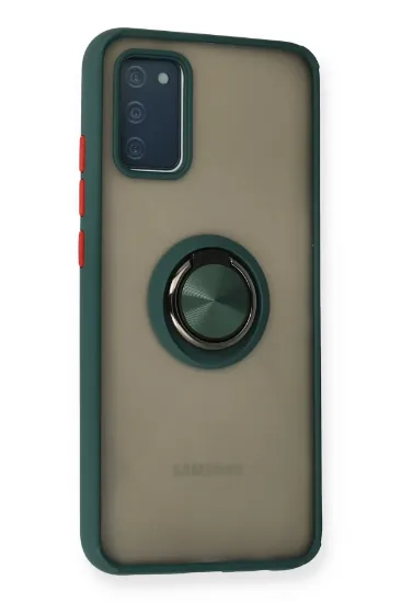Newface Samsung Galaxy A02S Kılıf Montreal Yüzüklü Silikon Kapak - Yeşil resmi