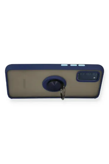 Newface Samsung Galaxy A02S Kılıf Montreal Yüzüklü Silikon Kapak - Lacivert resmi